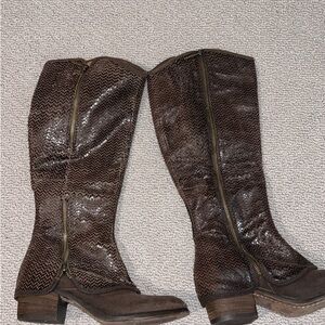 Donald J Pliner Womens Kaydence Brown Roughout Suede Snakeskin Western Boots